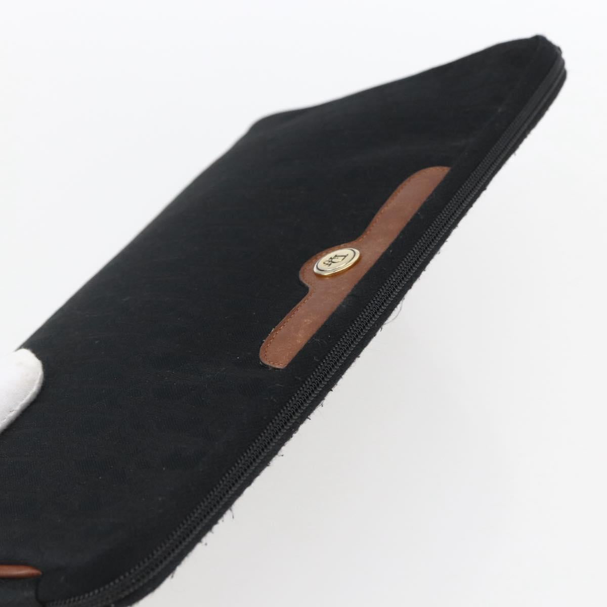 Christian Dior Trotter Canvas Pouch Black Gold Auth ti3761