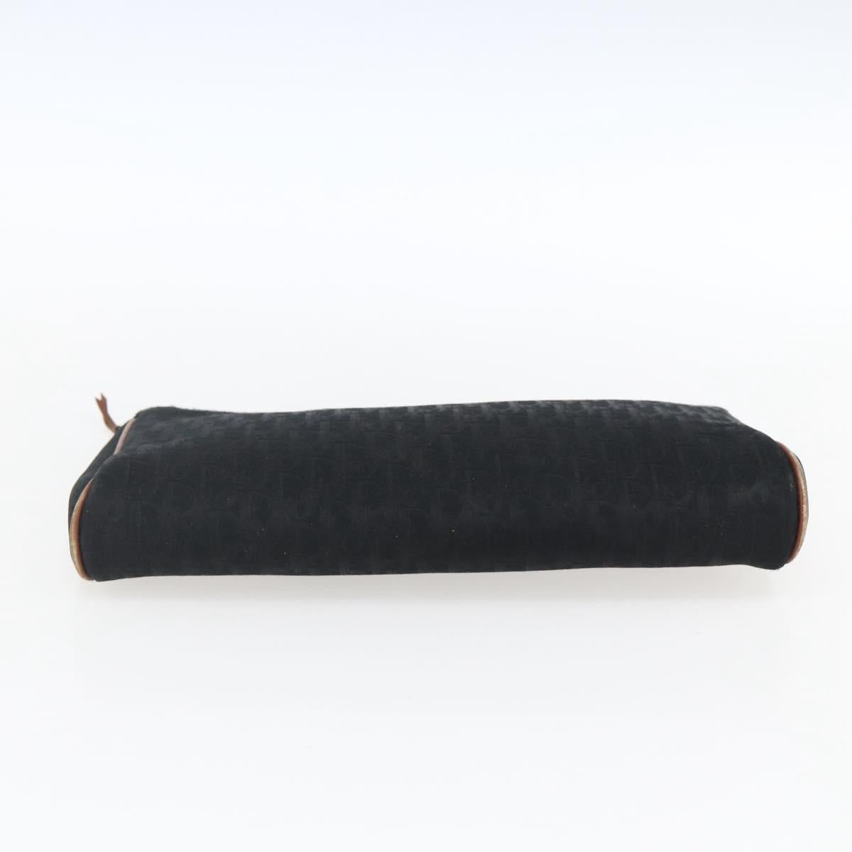 Christian Dior Trotter Canvas Pouch Black Gold Auth ti3761