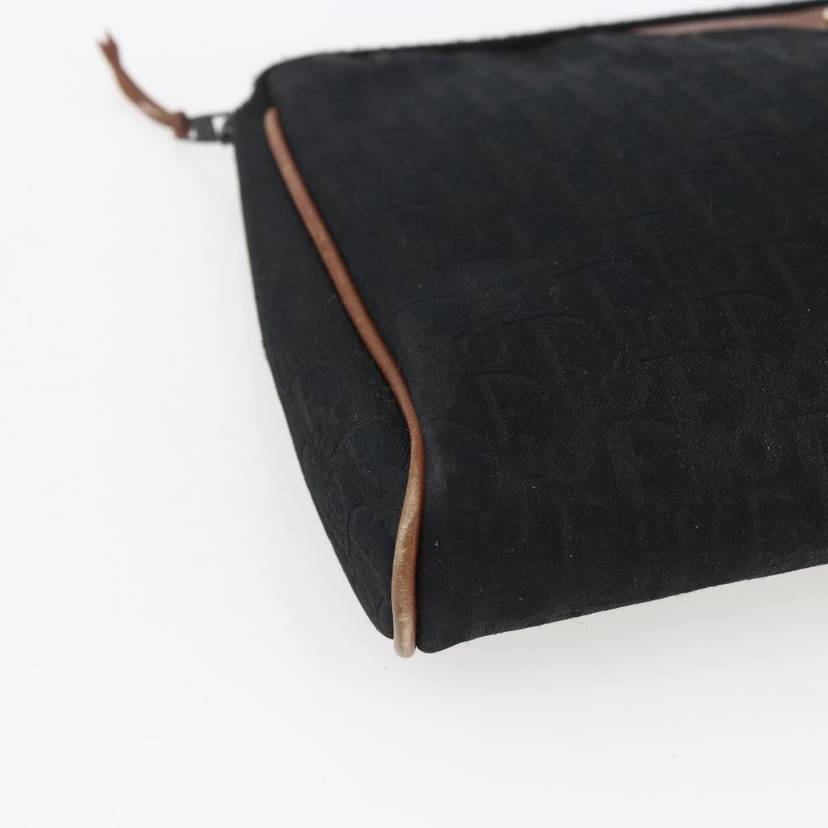Christian Dior Trotter Canvas Pouch Black Gold Auth ti3761