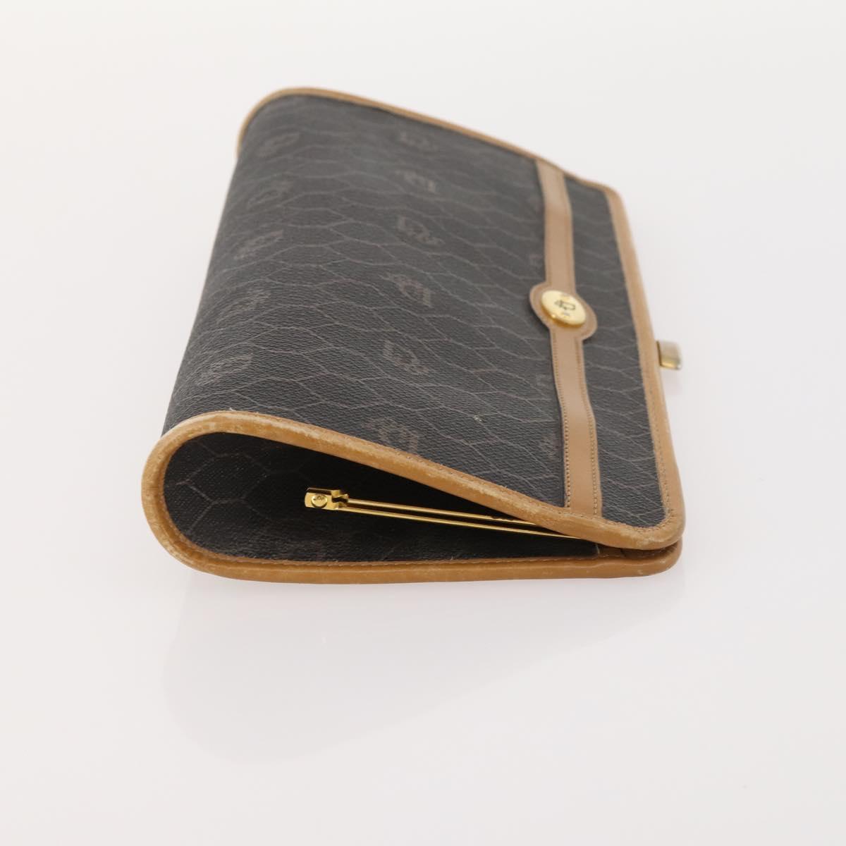 Christian Dior Honeycomb Canvas Clutch Bag PVC 2 Set Black Auth ti3763