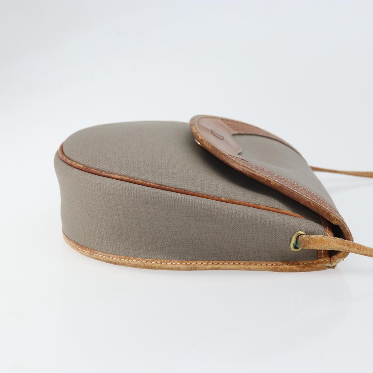 Christian Dior Shoulder Bag PVC Leather Gray Gold Auth ti3764