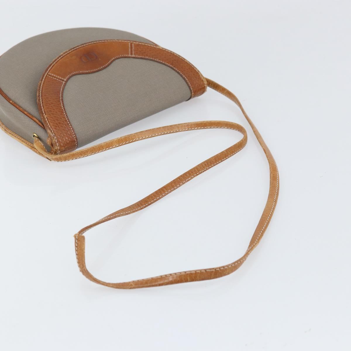Christian Dior Shoulder Bag PVC Leather Gray Gold Auth ti3764