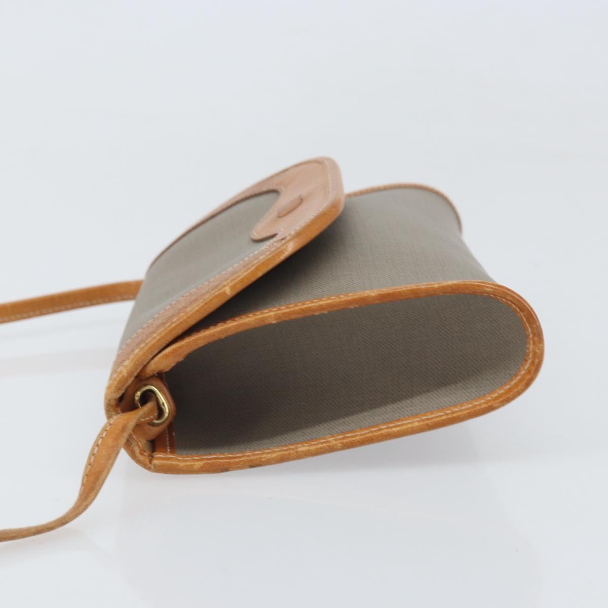 Christian Dior Shoulder Bag PVC Leather Gray Gold Auth ti3765