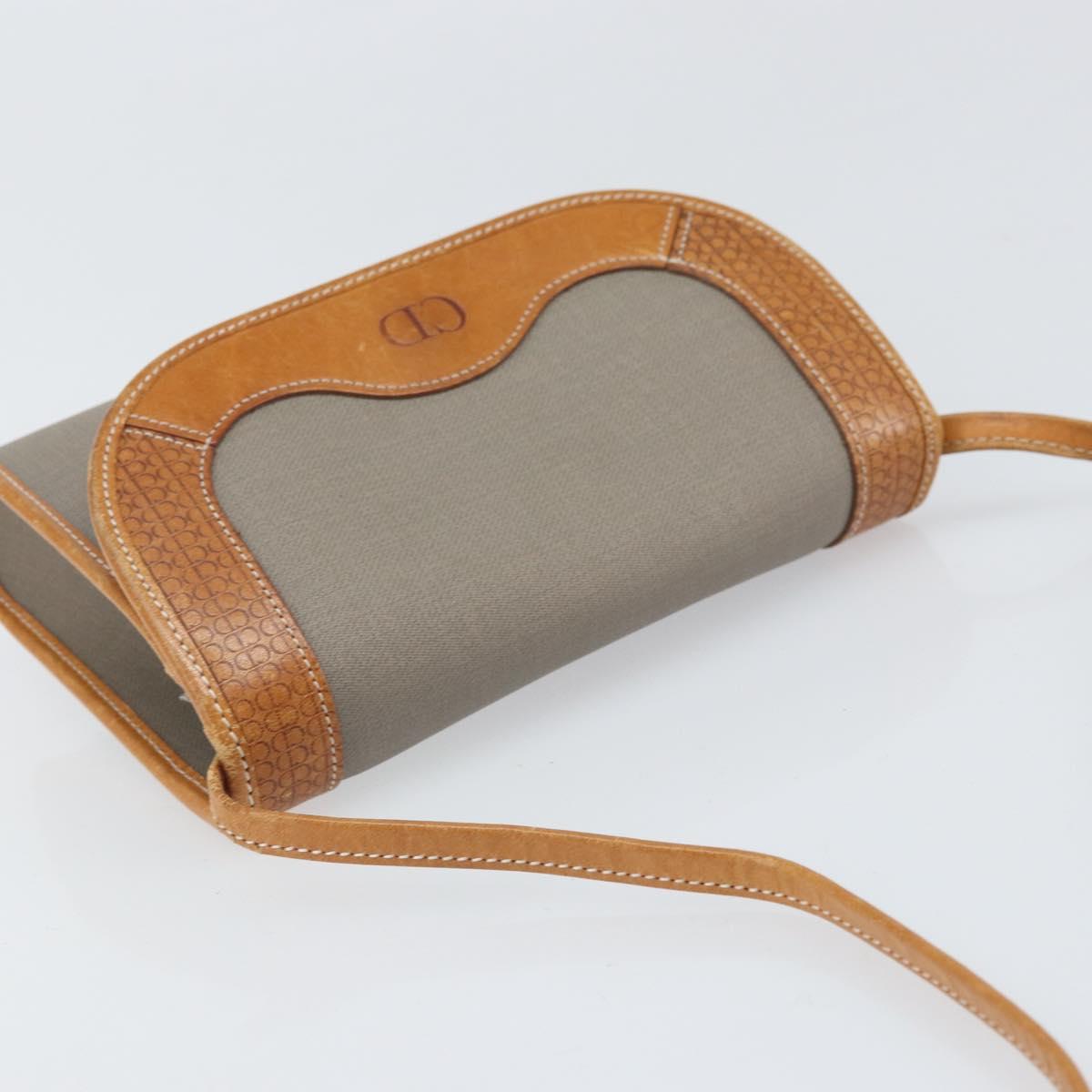 Christian Dior Shoulder Bag PVC Leather Gray Gold Auth ti3765