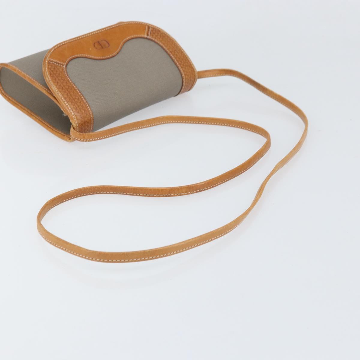 Christian Dior Shoulder Bag PVC Leather Gray Gold Auth ti3765