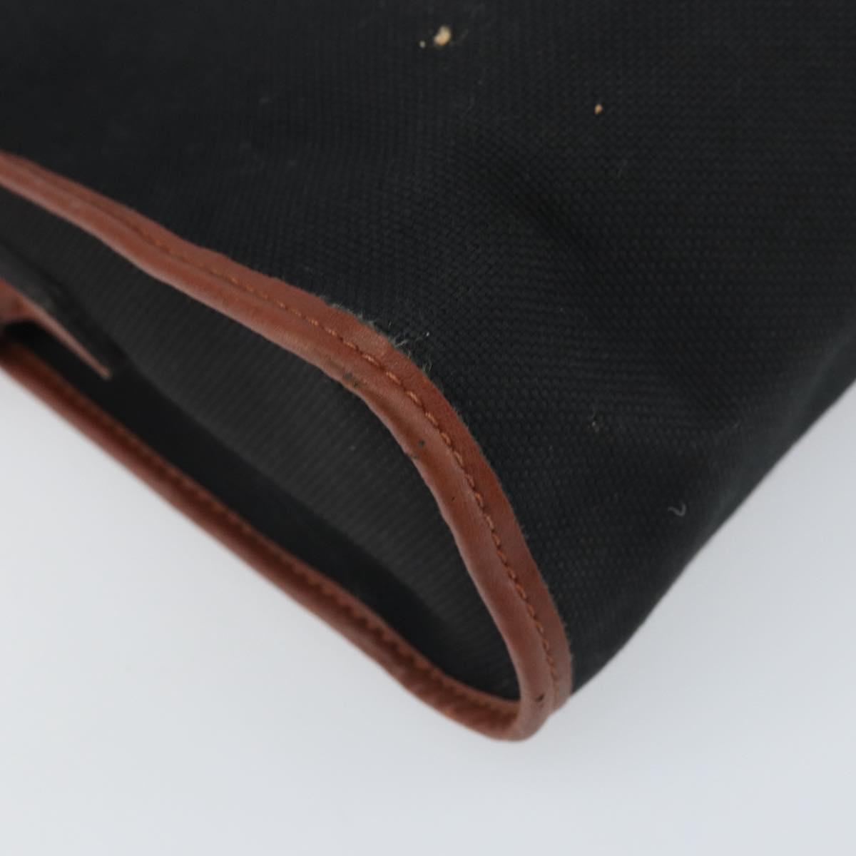 SAINT LAURENT Shoulder Bag Canvas Leather Black Brown gold Auth ti3767