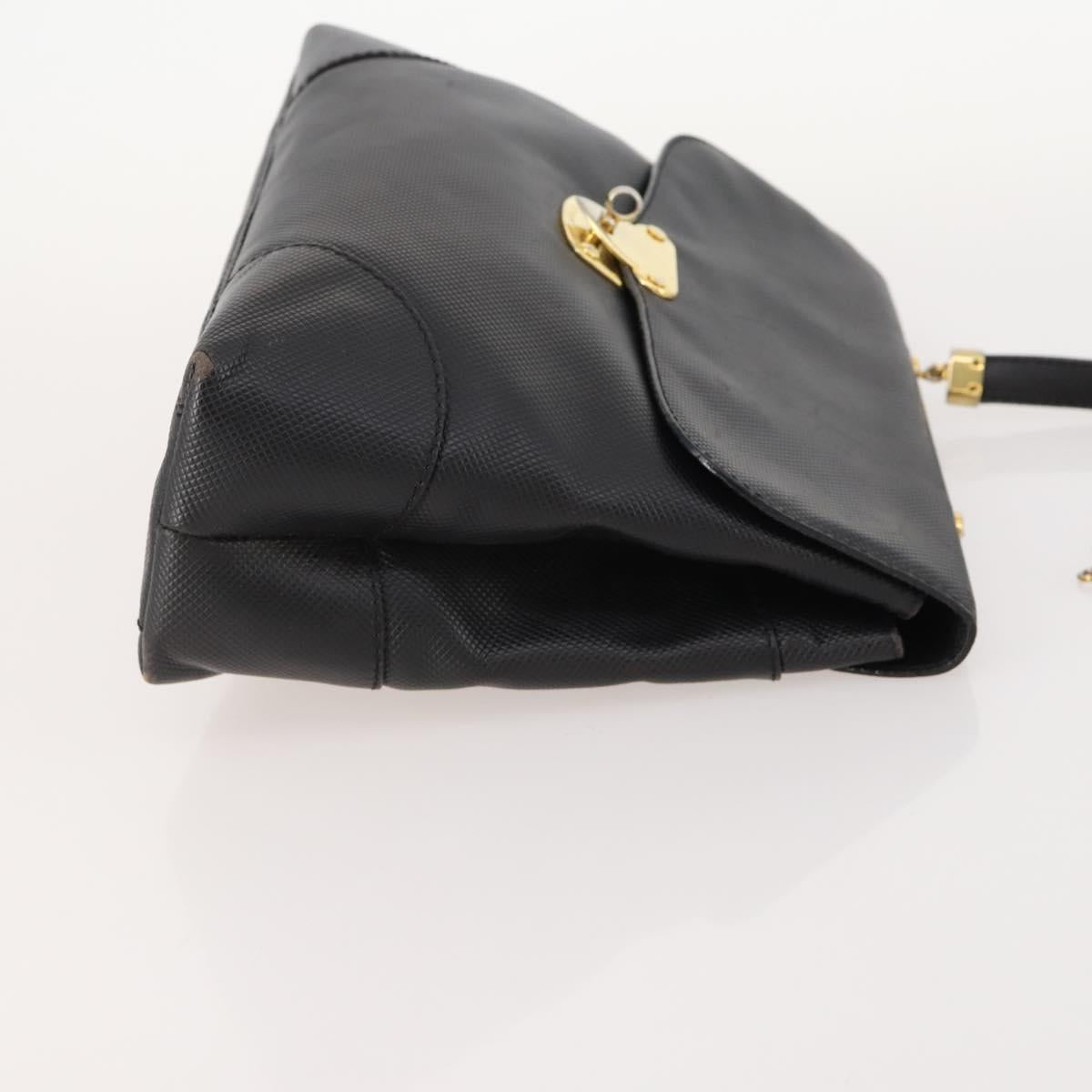BOTTEGA VENETA Hand Bag Leather Black Gold Auth ti3770