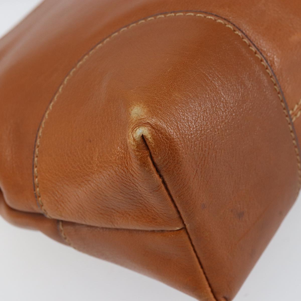 BOTTEGA VENETA Hand Bag Leather Brown Gold Auth ti3772