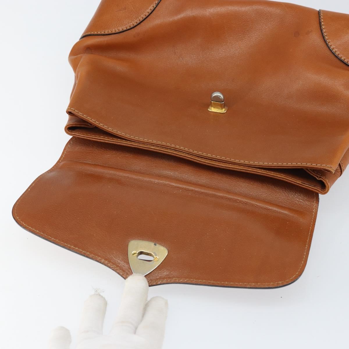 BOTTEGA VENETA Hand Bag Leather Brown Gold Auth ti3772