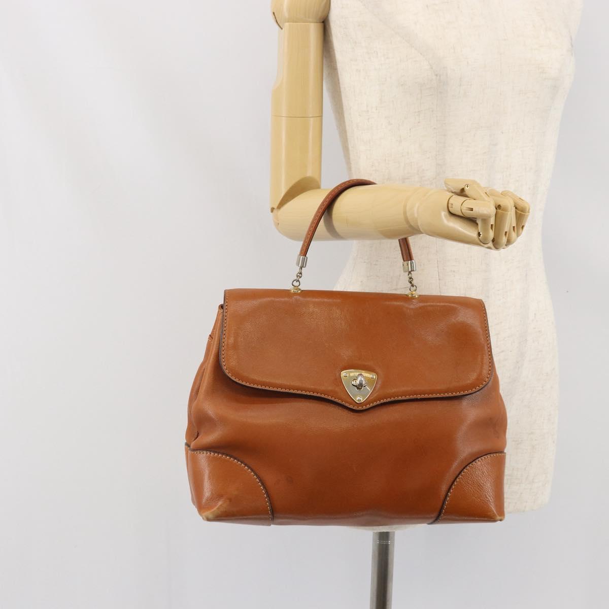 BOTTEGA VENETA Hand Bag Leather Brown Gold Auth ti3772