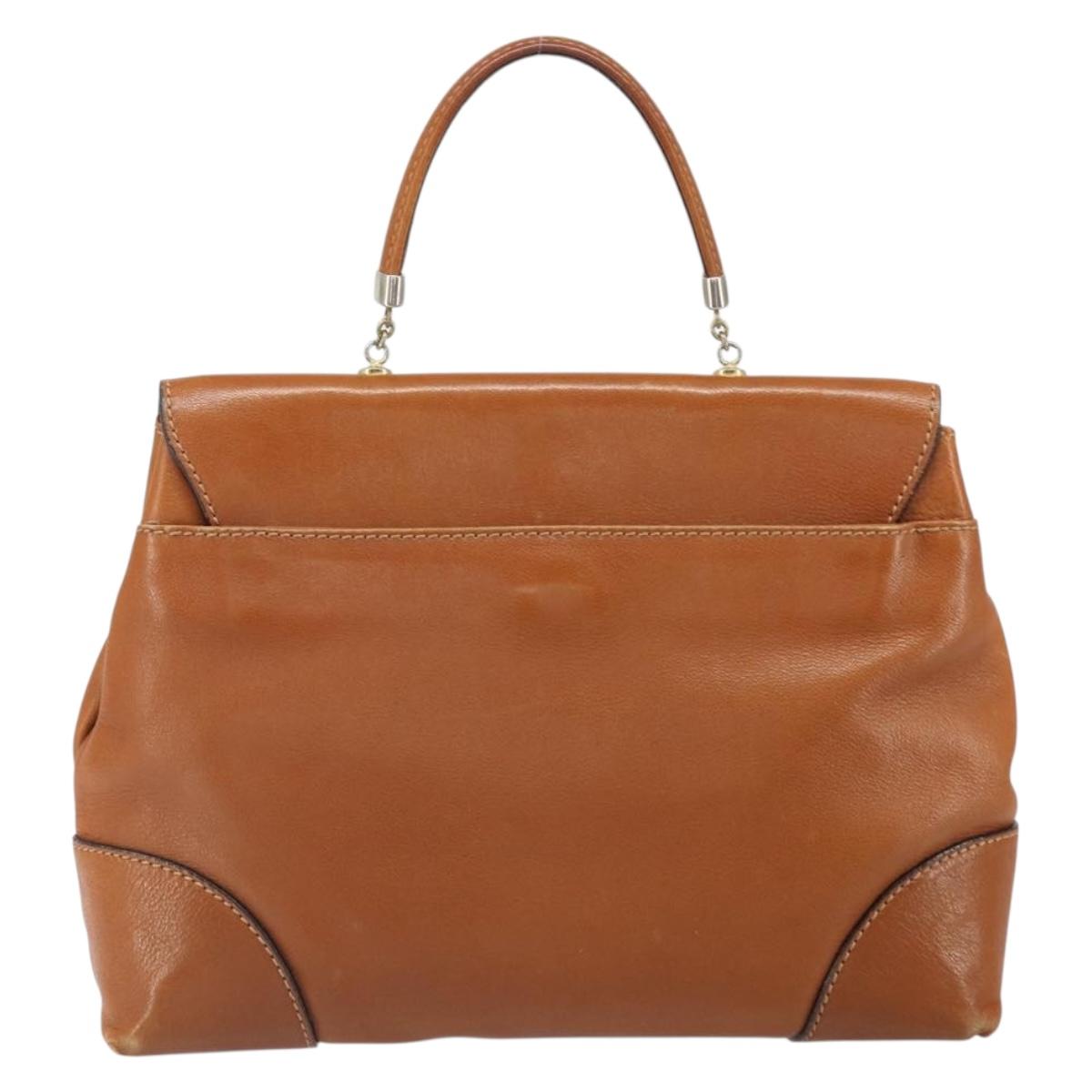 BOTTEGA VENETA Hand Bag Leather Brown Gold Auth ti3772