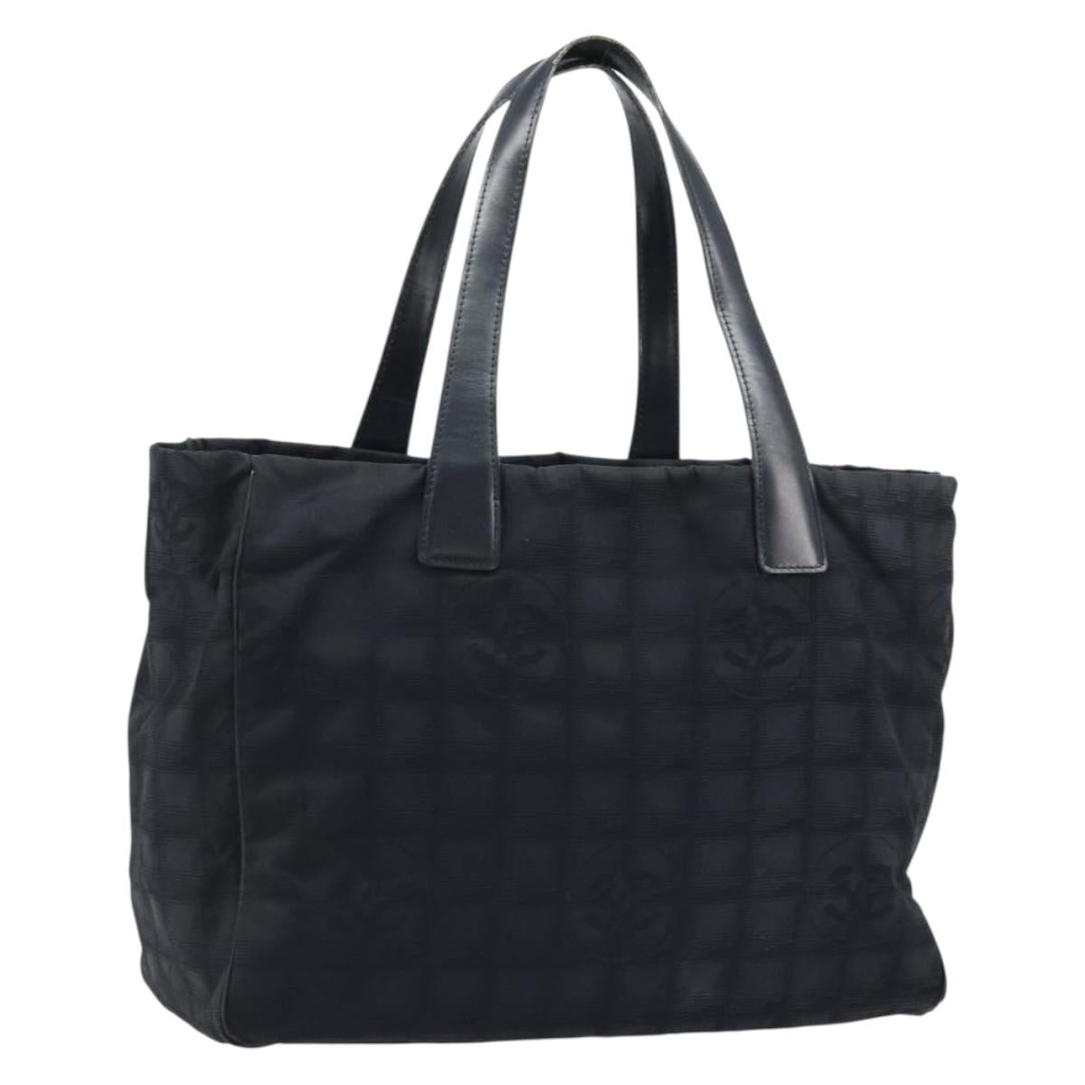 CHANEL New Travel Line Tote Bag Nylon Black Gold CC Auth ti3781