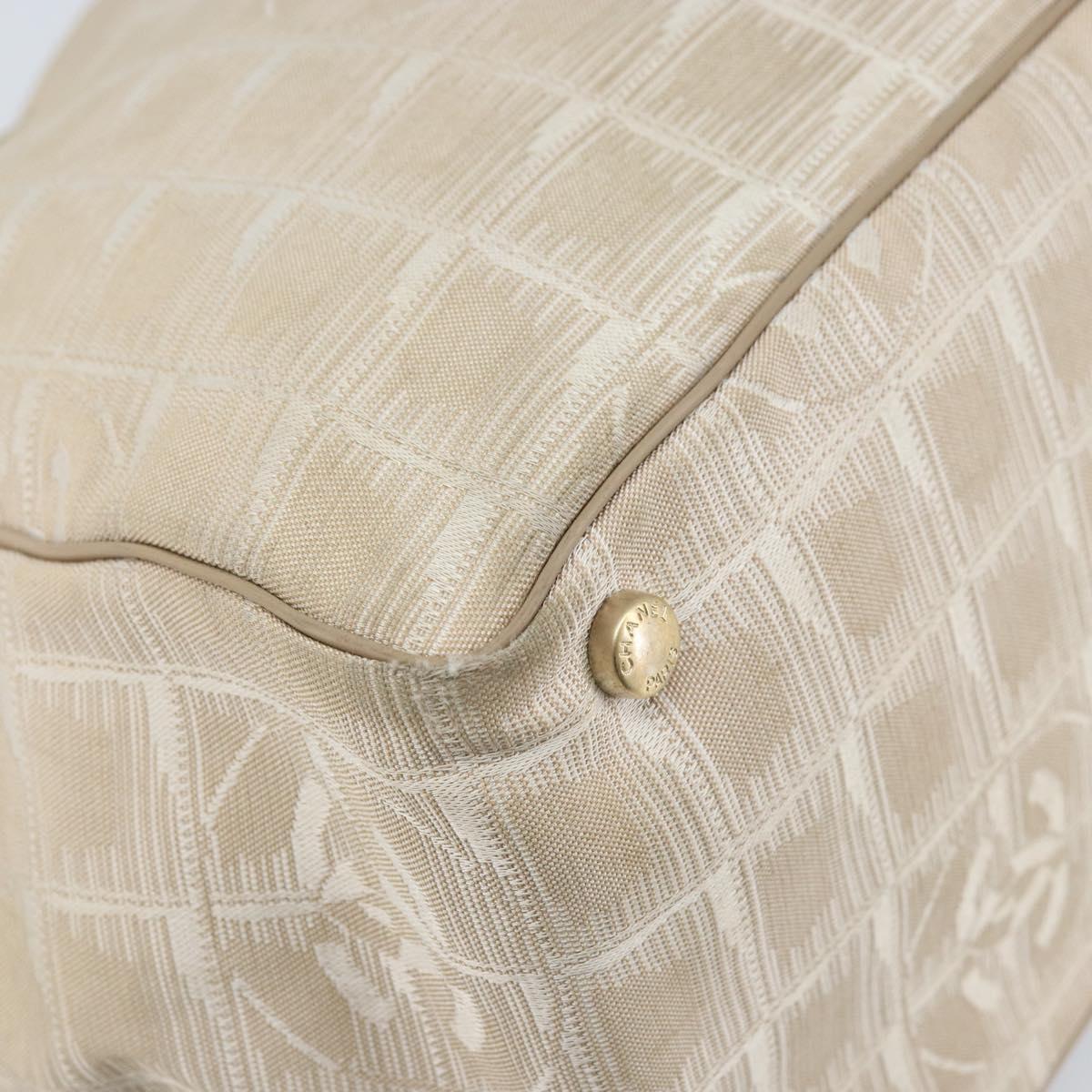 CHANEL New Travel Line Tote Bag Nylon Beige Gold CC Auth ti3788