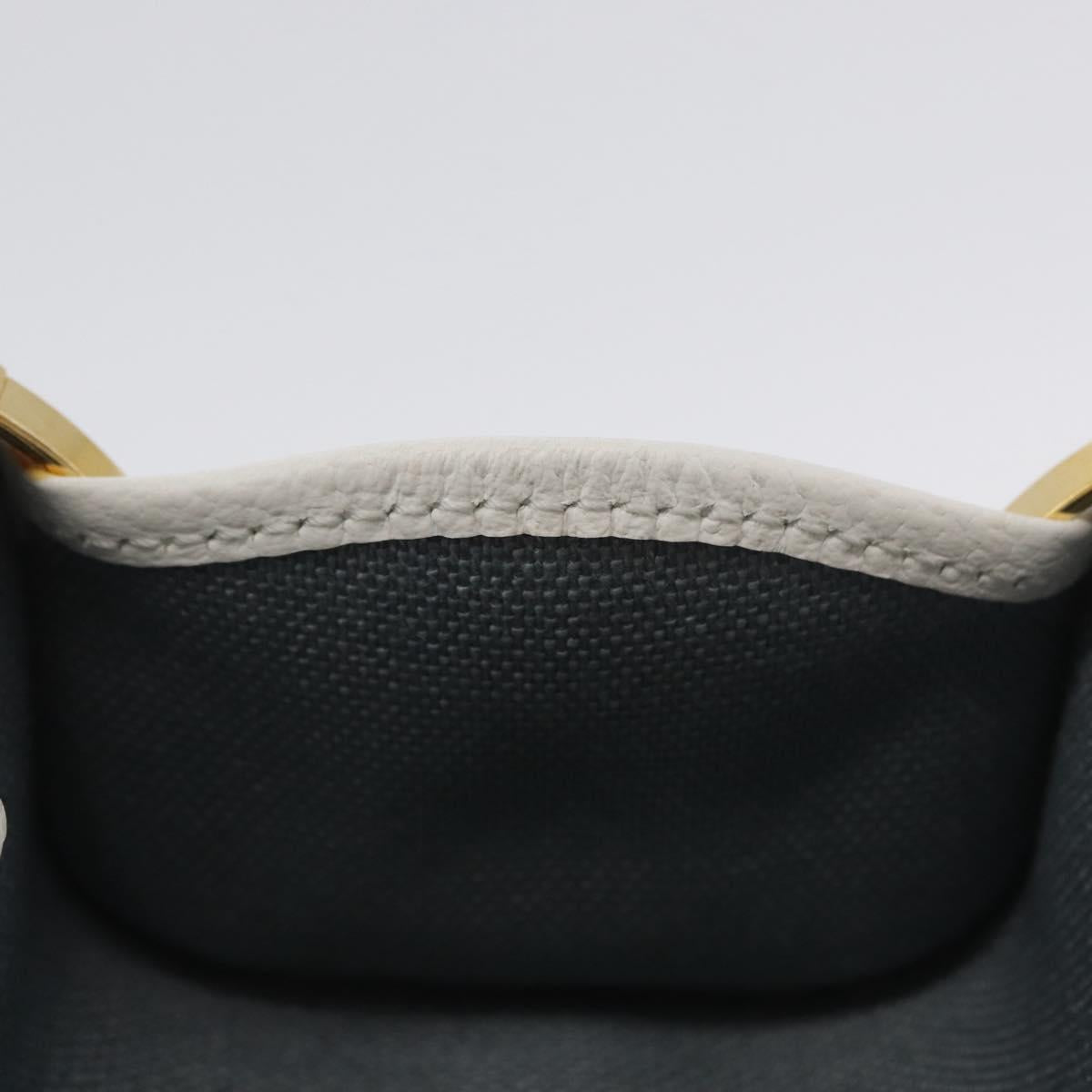 Christian Dior Honeycomb Canvas Coin Purse PVC White Gold Auth ti3792A