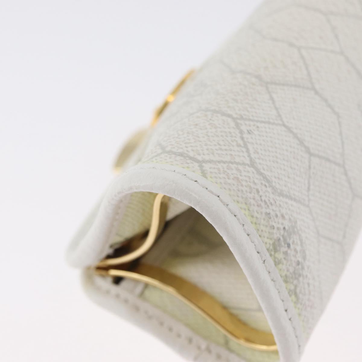 Christian Dior Honeycomb Canvas Coin Purse PVC White Gold Auth ti3792A