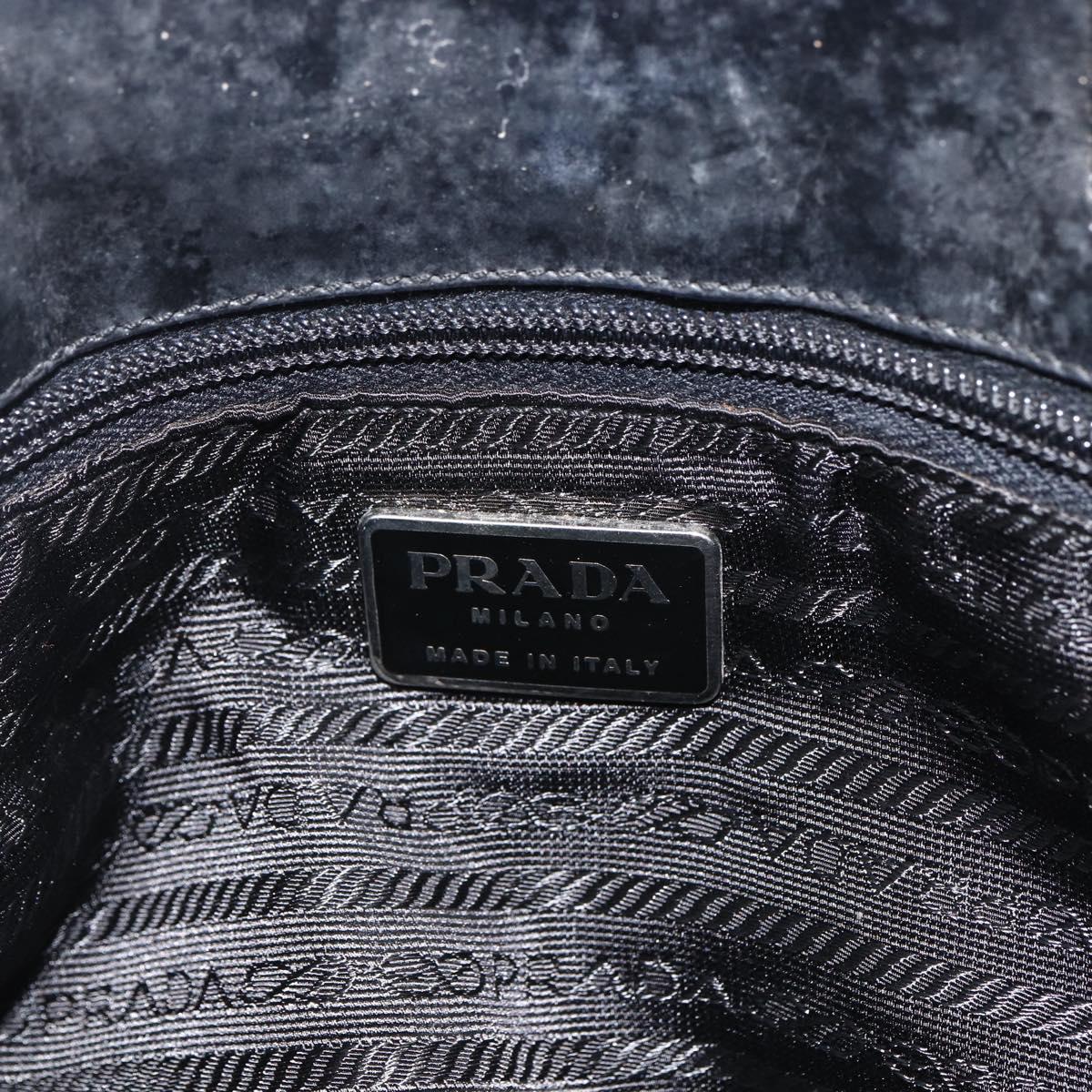 PRADA Hand Bag Canvas Gray Silver Auth ti3797