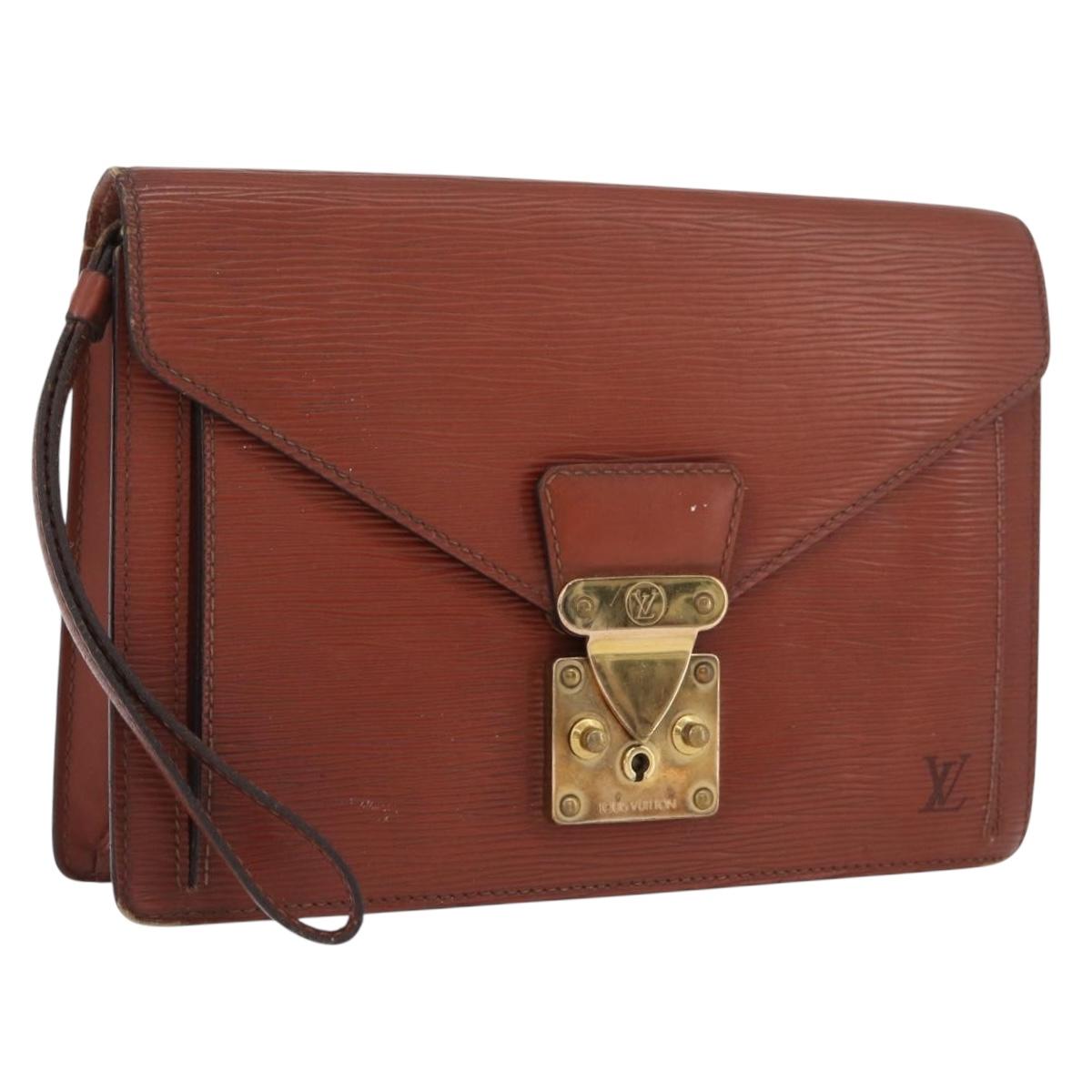 LOUIS VUITTON Epi Serie Dragonne Hand Bag Brown M52618 LV Auth ti3804