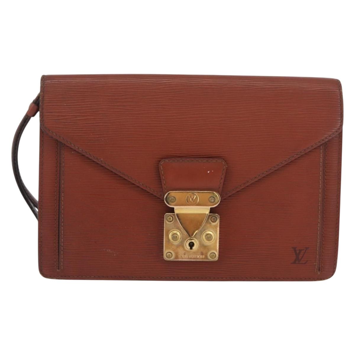 LOUIS VUITTON Epi Serie Dragonne Hand Bag Brown M52618 LV Auth ti3804