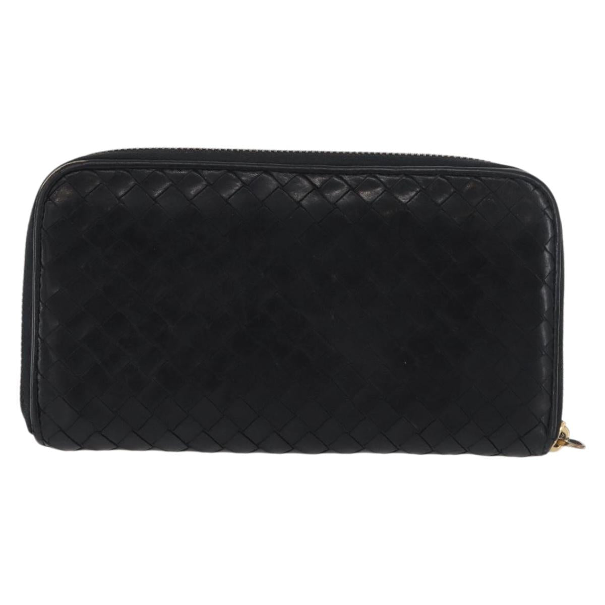 BOTTEGA VENETA INTRECCIATO Wallet Leather 2 Set Black Red Auth ti3810