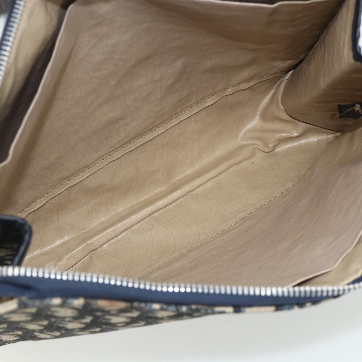 Christian Dior Trotter Canvas Clutch Bag Navy Silver Auth ti3819