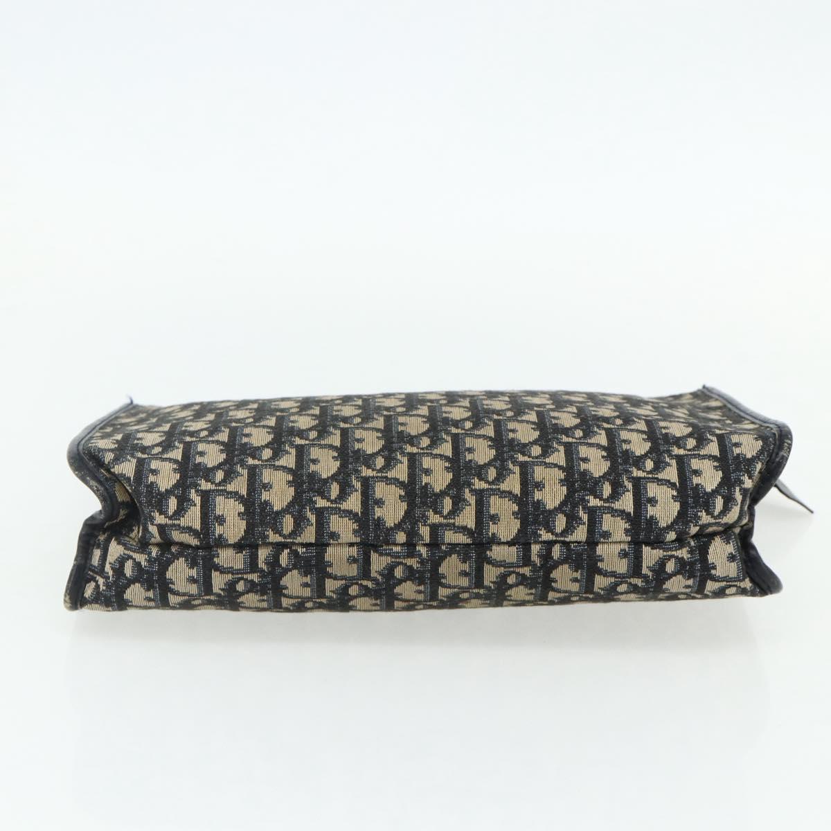 Christian Dior Trotter Canvas Clutch Bag Navy Silver Auth ti3819