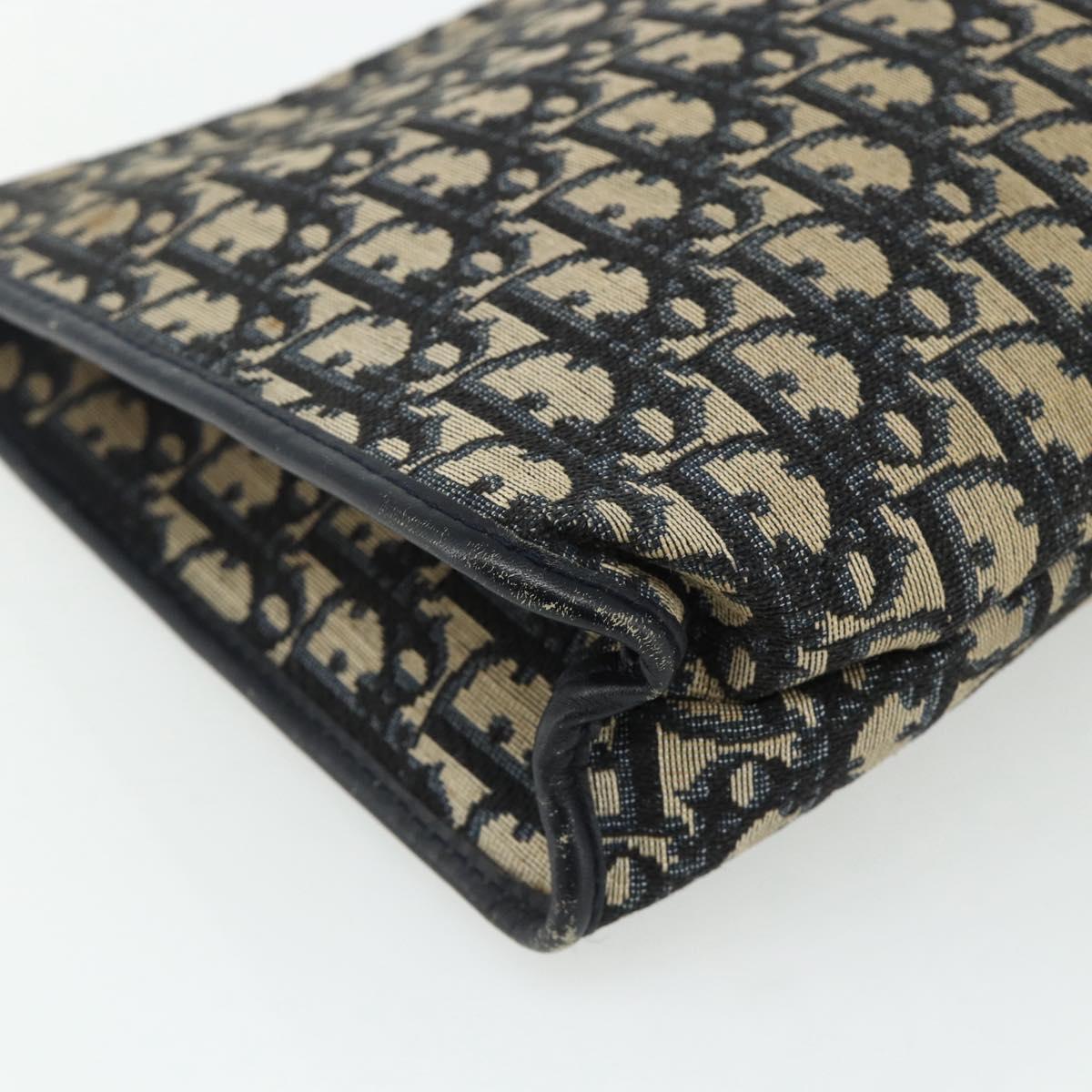 Christian Dior Trotter Canvas Clutch Bag Navy Silver Auth ti3819