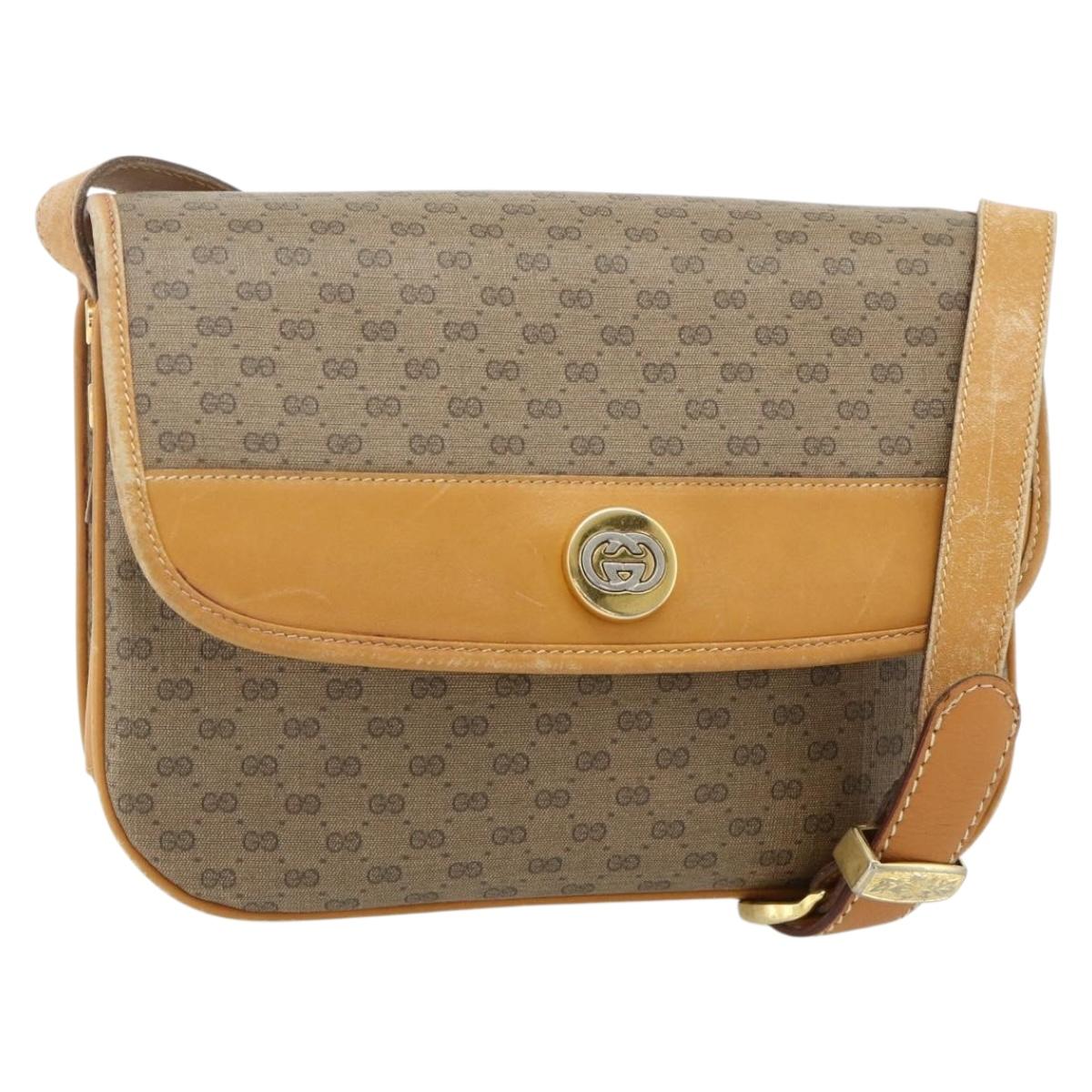 GUCCI Micro GG Supreme Shoulder Bag PVC Brown Gold 001 116 0917 Auth ti3822