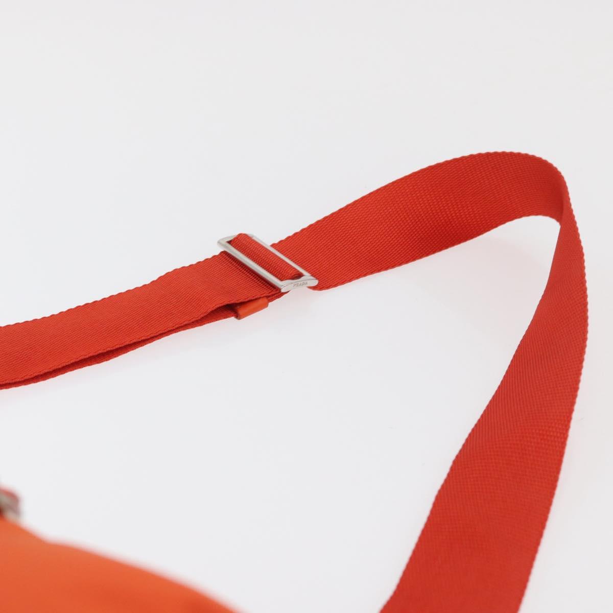 PRADA Hand Bag Nylon 2way Orange Silver Auth ti3826