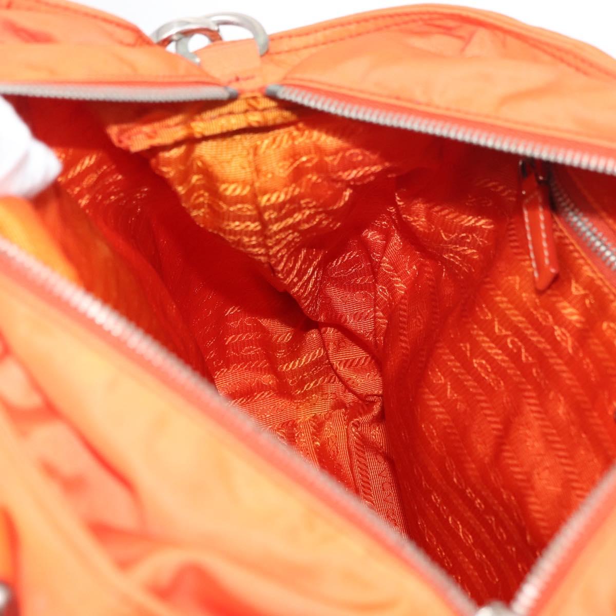 PRADA Hand Bag Nylon 2way Orange Silver Auth ti3826
