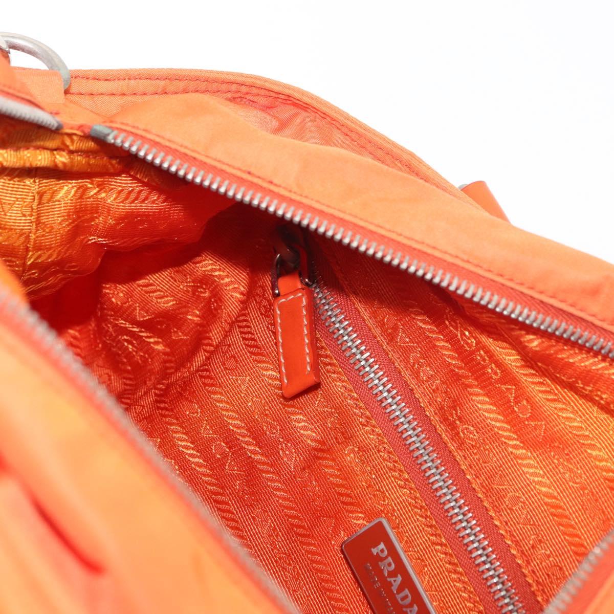 PRADA Hand Bag Nylon 2way Orange Silver Auth ti3826