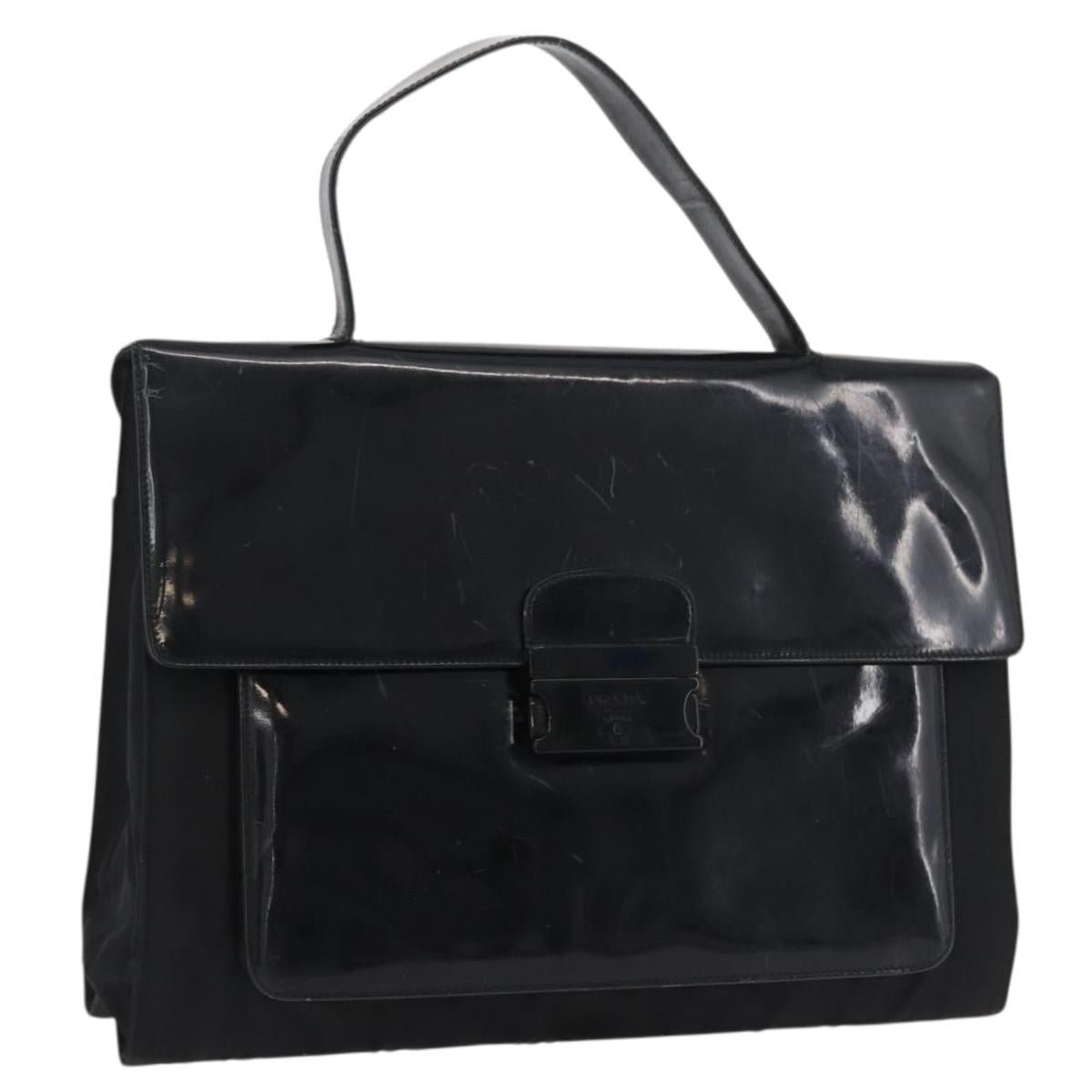 PRADA Business Bag Nylon Black Silver Auth ti3827