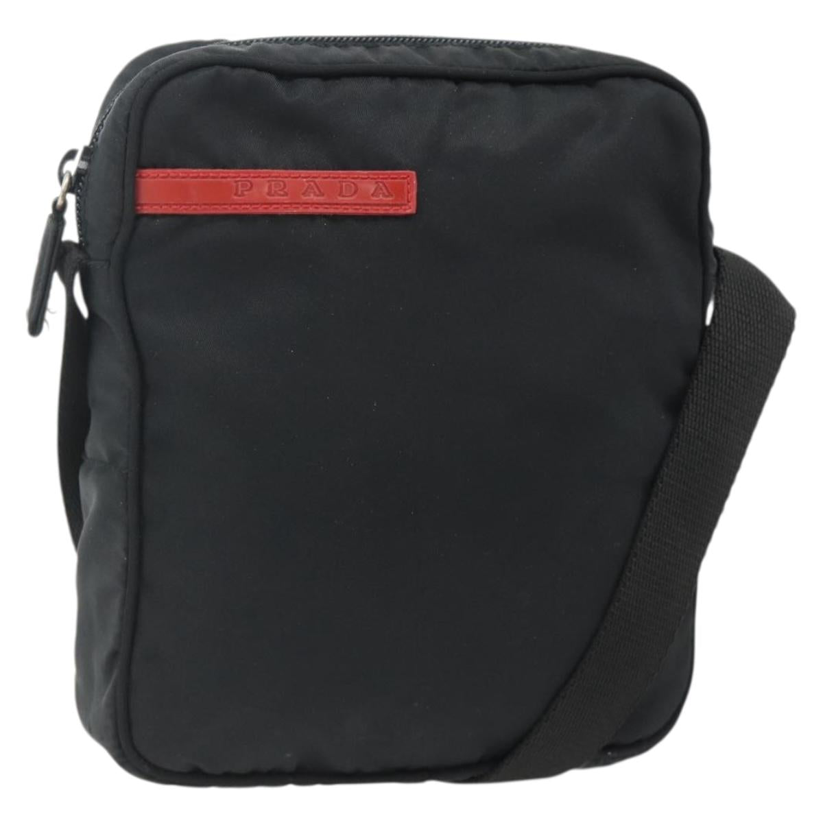 PRADA Sports Shoulder Bag Nylon Black Silver Auth ti3828