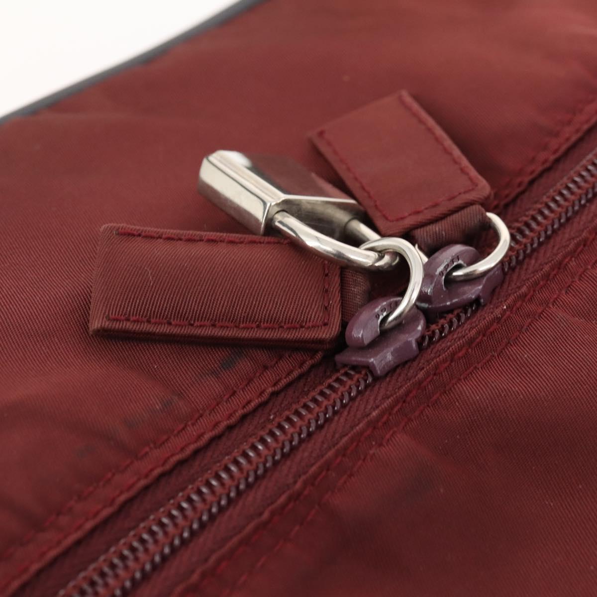 PRADA Sports Boston Bag Nylon Bordeaux Silver Auth ti3840