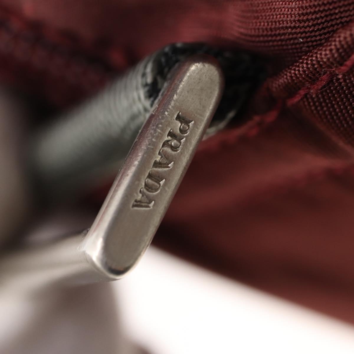 PRADA Sports Boston Bag Nylon Bordeaux Silver Auth ti3840