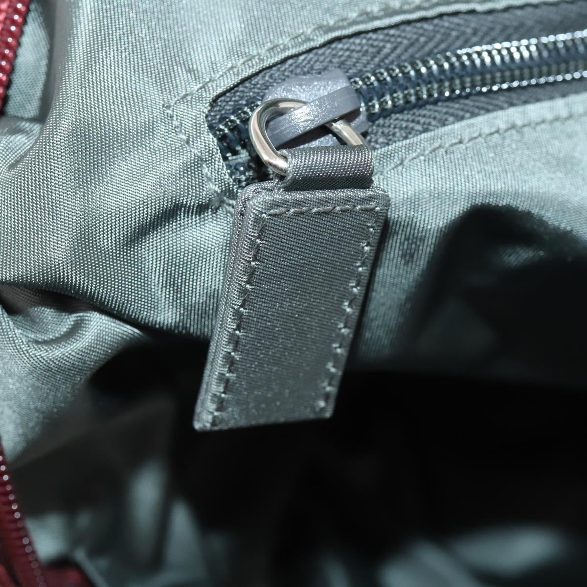 PRADA Sports Boston Bag Nylon Bordeaux Silver Auth ti3840