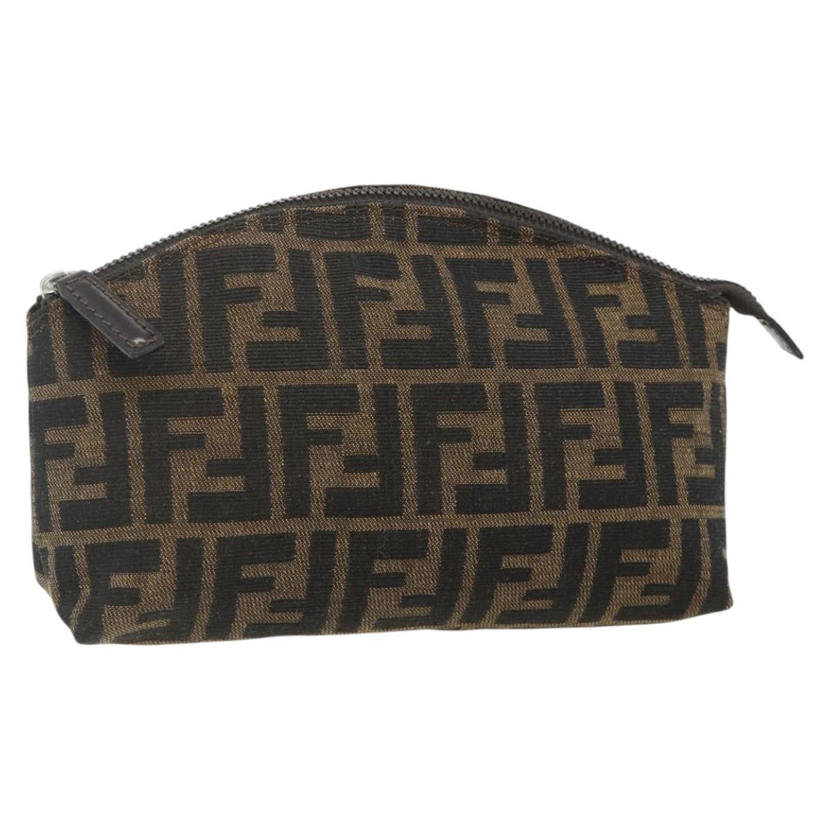 FENDI Zucca Canvas Hand Bag Brown Black Auth ti3856