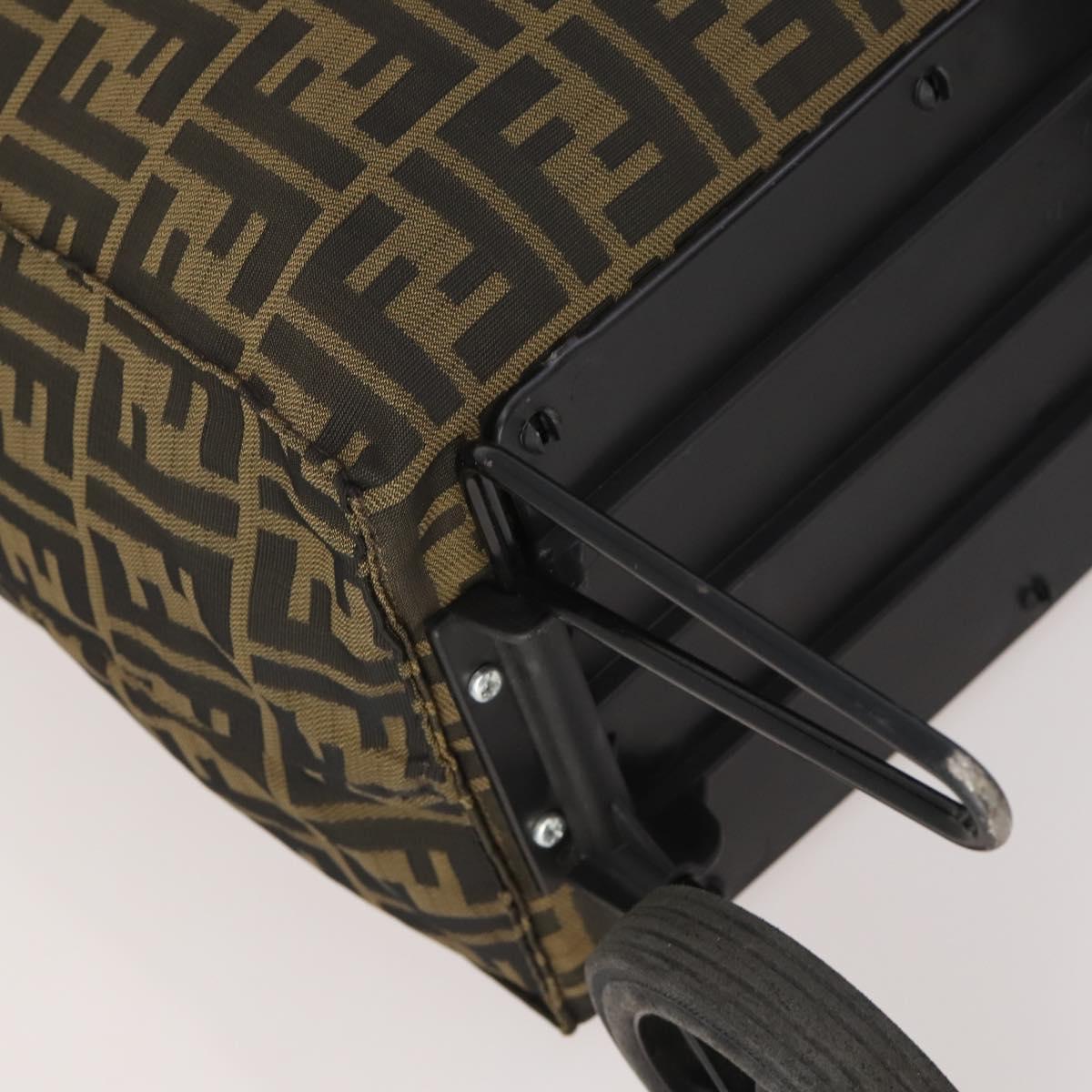 FENDI Zucca Canvas Carry Bag Black Brown Auth ti3887A