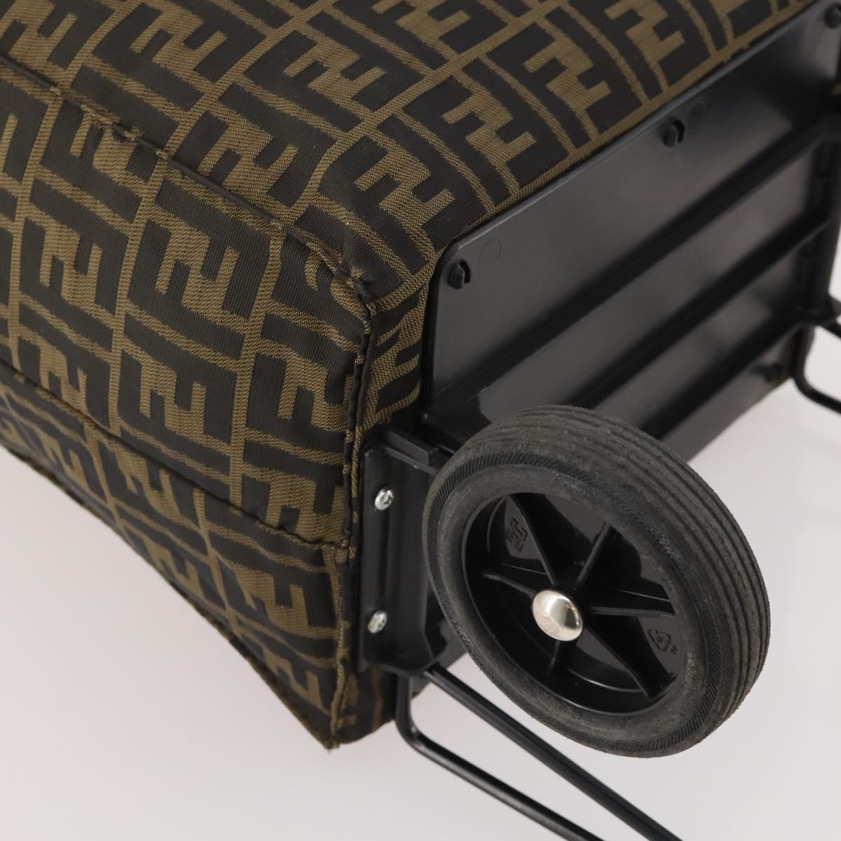 FENDI Zucca Canvas Carry Bag Black Brown Auth ti3887A