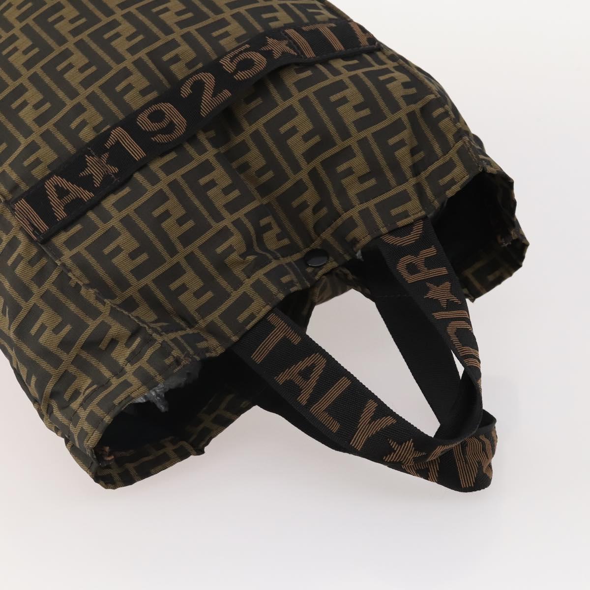 FENDI Zucca Canvas Carry Bag Black Brown Auth ti3887A
