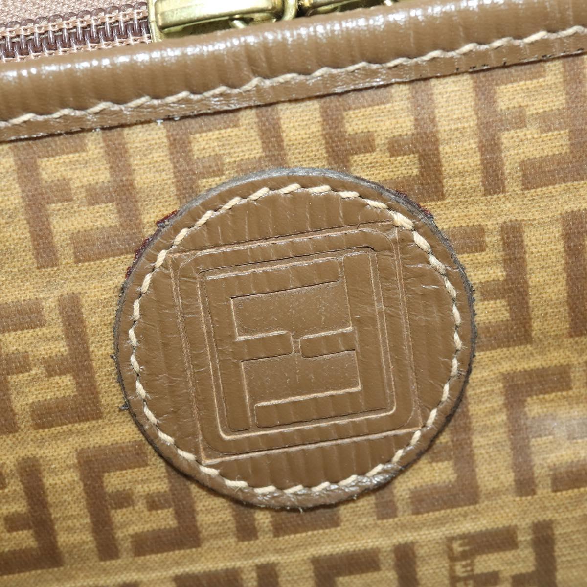 FENDI Zucchino Canvas Trunk PVC Beige Gold Auth ti3888A