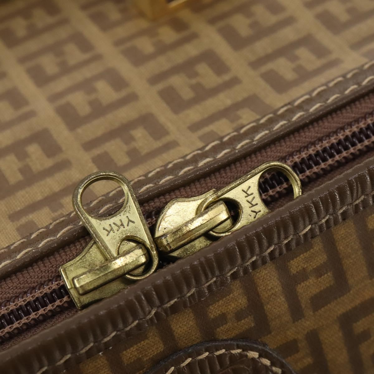 FENDI Zucchino Canvas Trunk PVC Beige Gold Auth ti3888A