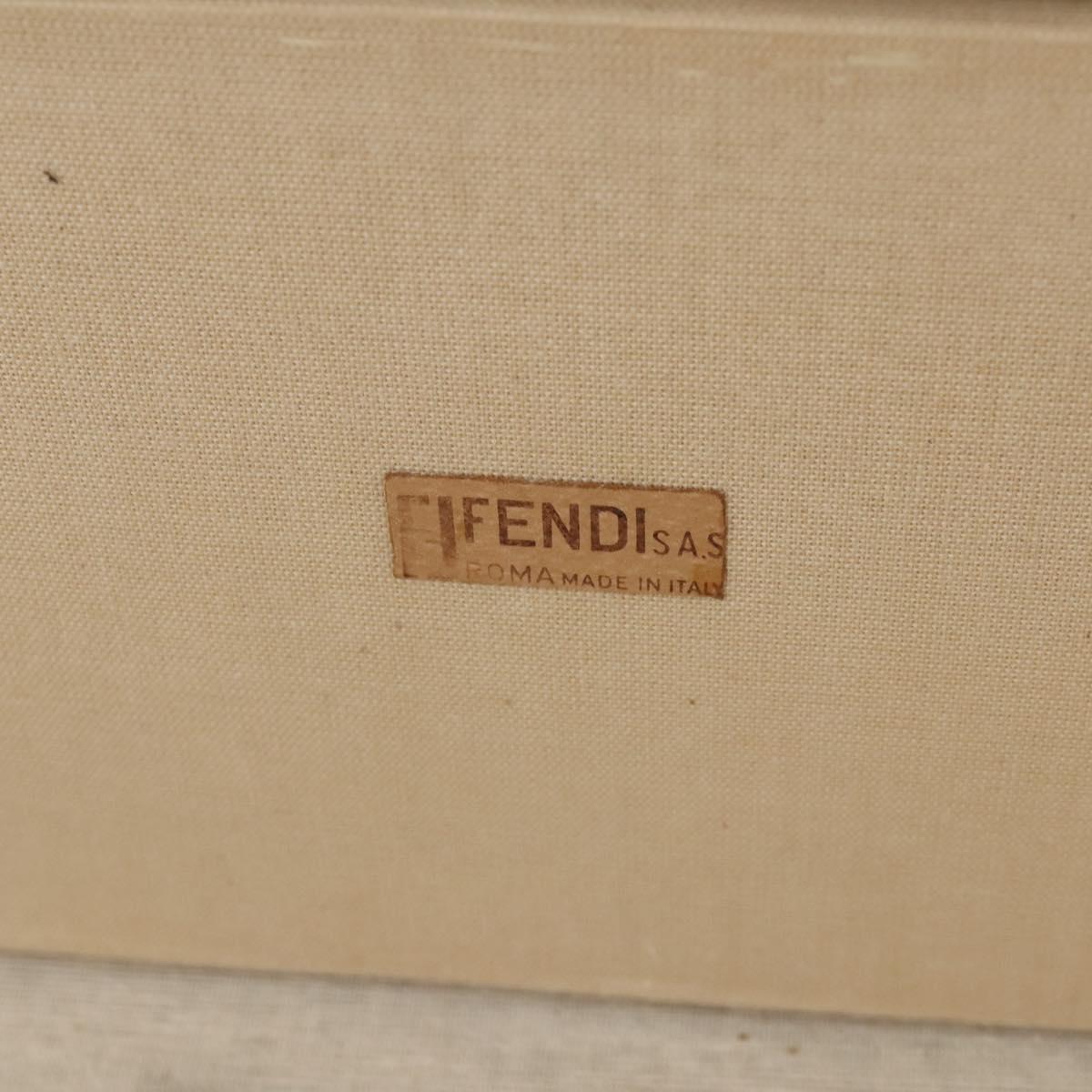 FENDI Zucchino Canvas Trunk PVC Beige Gold Auth ti3888A