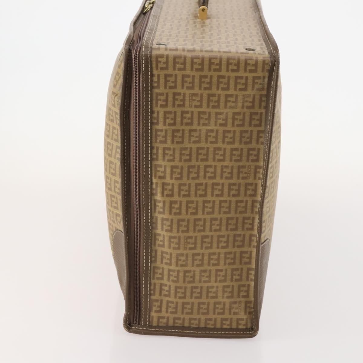 FENDI Zucchino Canvas Trunk PVC Beige Gold Auth ti3888A