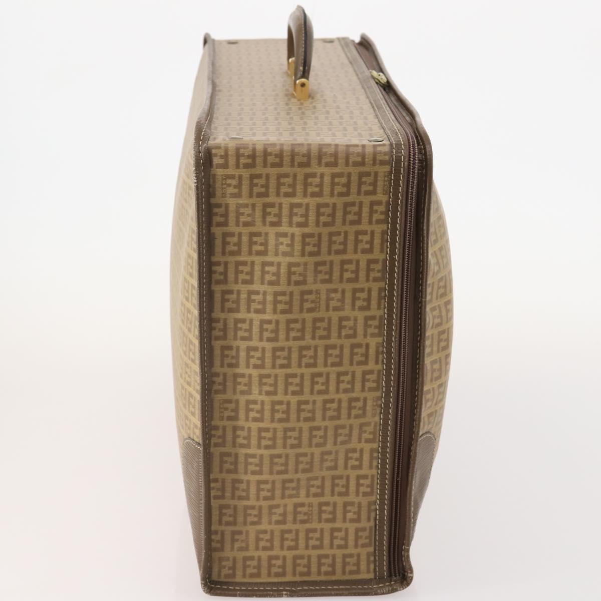 FENDI Zucchino Canvas Trunk PVC Beige Gold Auth ti3888A
