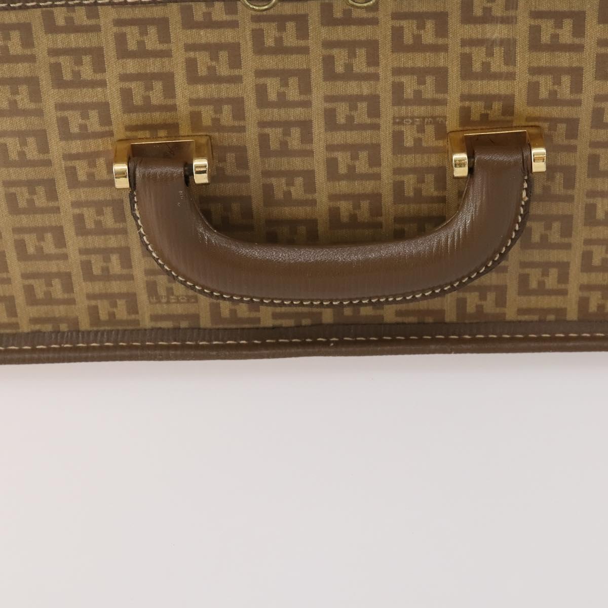 FENDI Zucchino Canvas Trunk PVC Beige Gold Auth ti3888A
