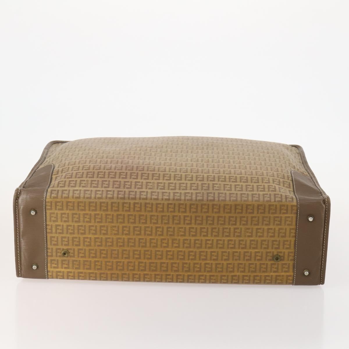FENDI Zucchino Canvas Trunk PVC Beige Gold Auth ti3888A