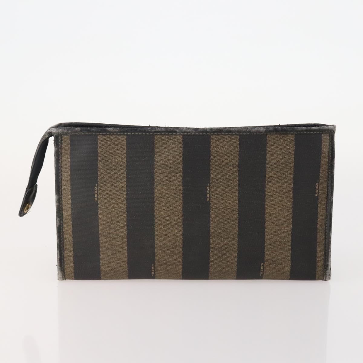 FENDI Pecan Canvas Hand Bag Nylon PVC 4 Set Brown Black Auth ti3892