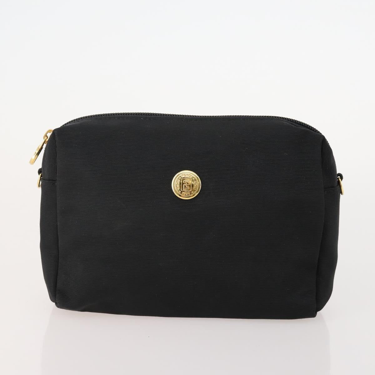 FENDI Pecan Canvas Hand Bag Nylon PVC 4 Set Brown Black Auth ti3892