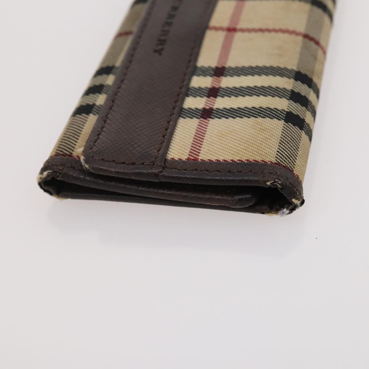 BURBERRY Nova Check Pouch Canvas Leather 3 Set Beige Black Auth ti3893