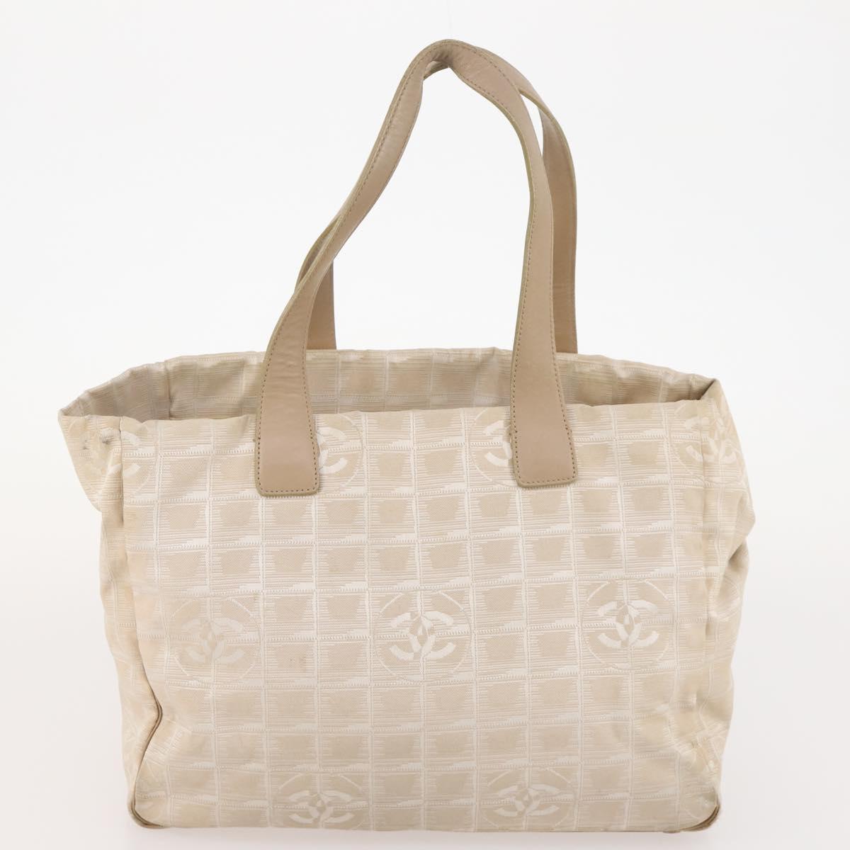 CHANEL New Travel Line Tote Bag Nylon 2 Set Beige CC Auth ti3894